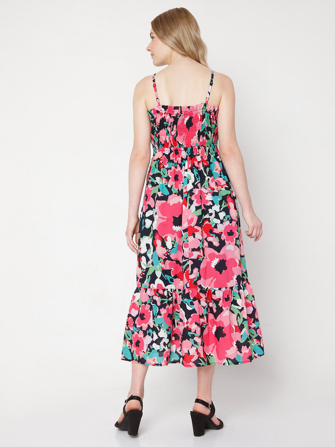 Pink Floral Strappy Dress