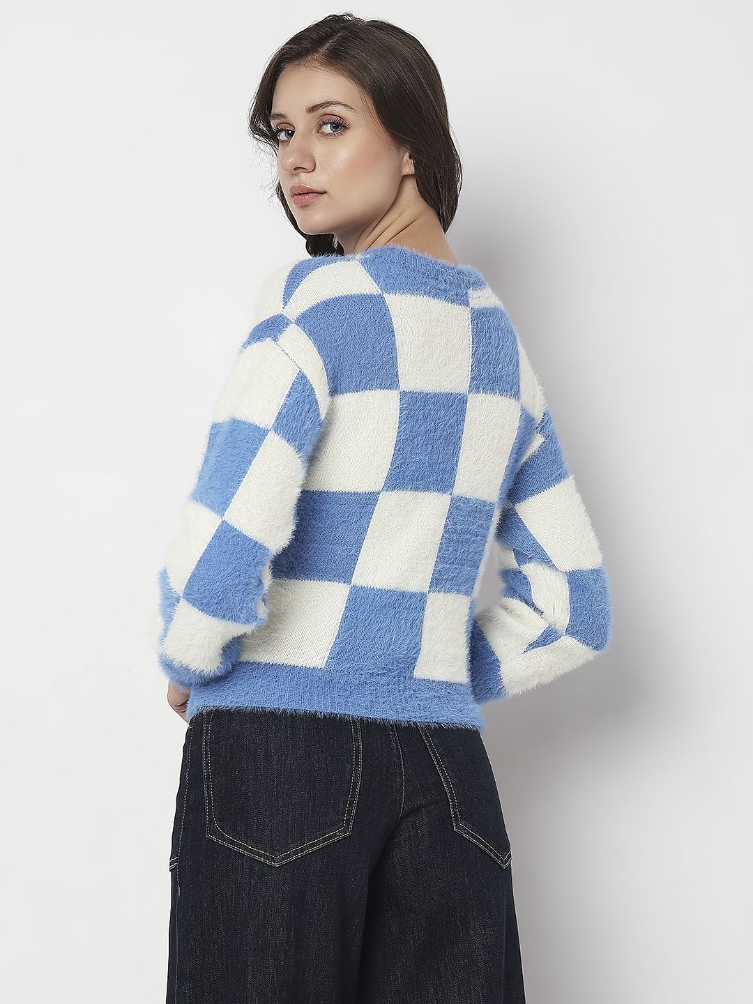 Blue & White Check Pullover