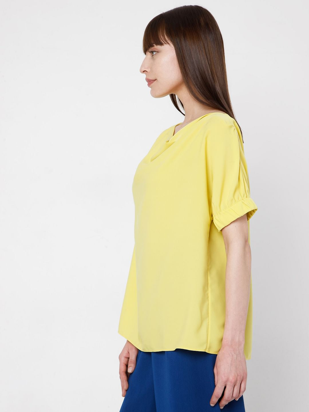 Yellow Cowl Neck Top