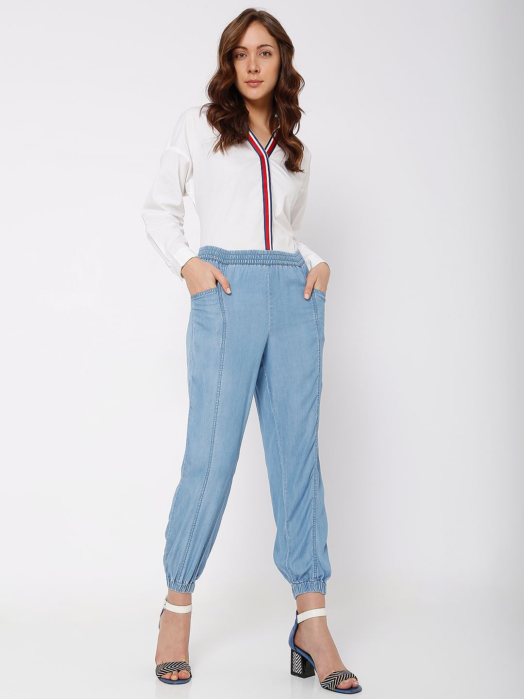 Blue Utility Cargo Denim Pants