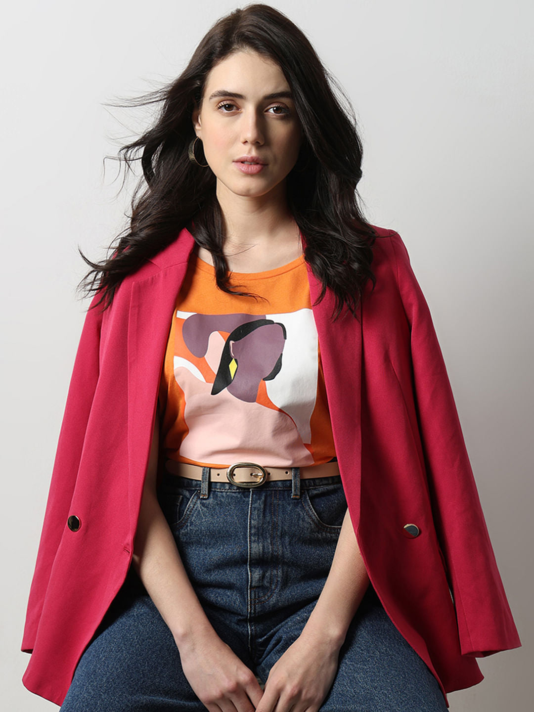 Orange Graphic Print T-Shirt