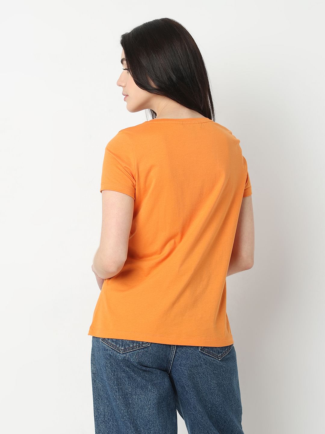 Orange Graphic Print T-Shirt