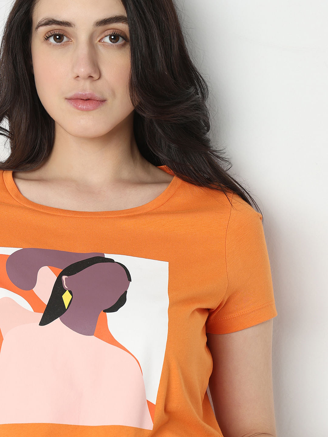 Orange Graphic Print T-Shirt