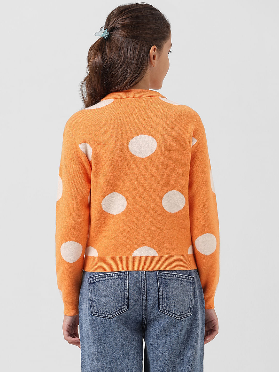 Girl Orange Polka Dot Pullover