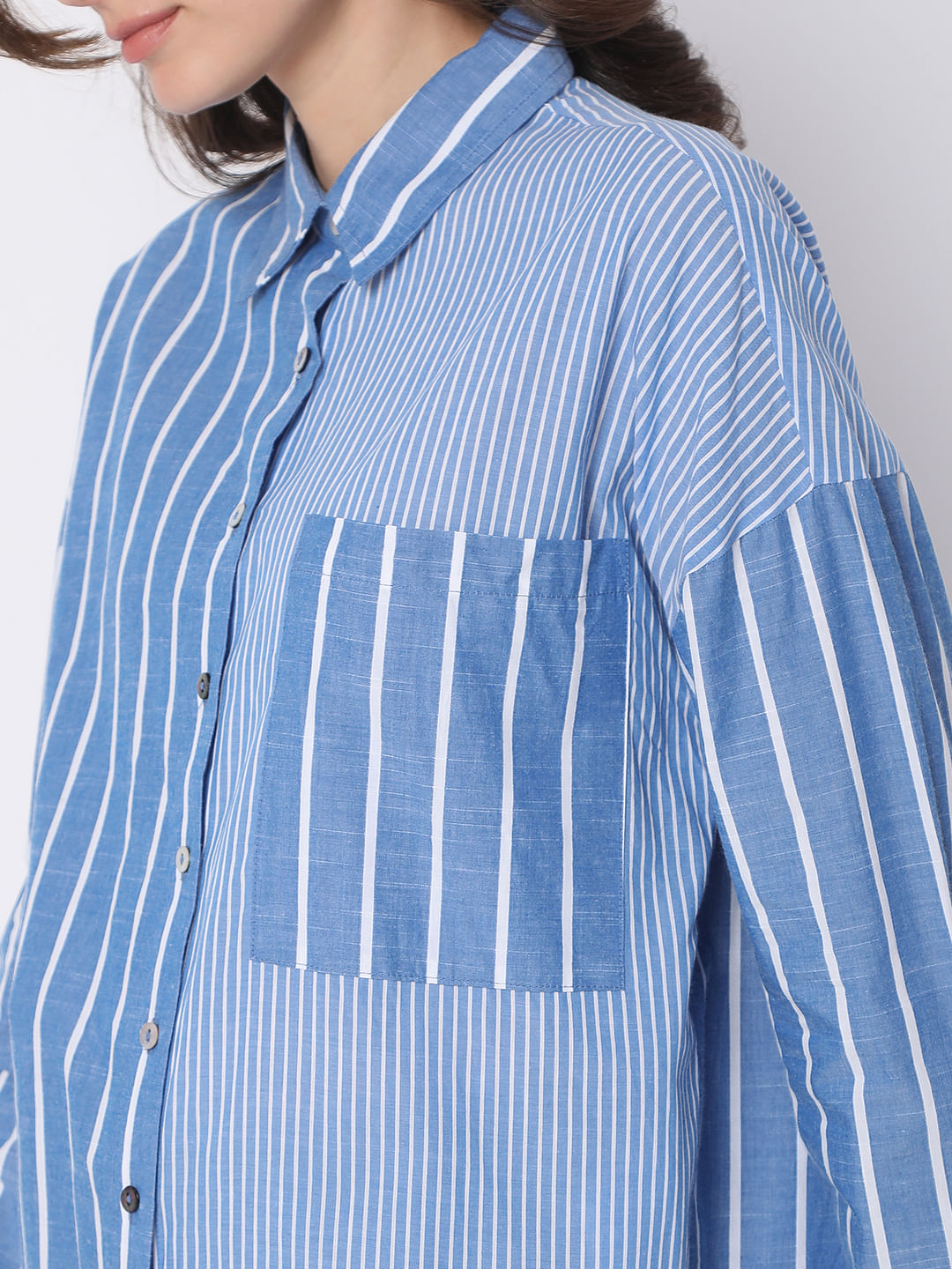 Blue Striped Hi-Low Shirt