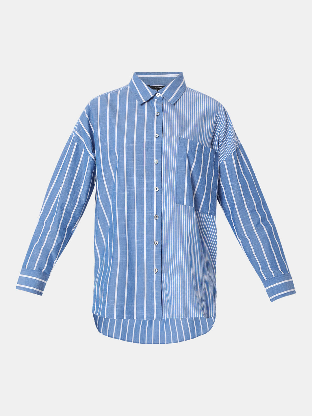 Blue Striped Hi-Low Shirt