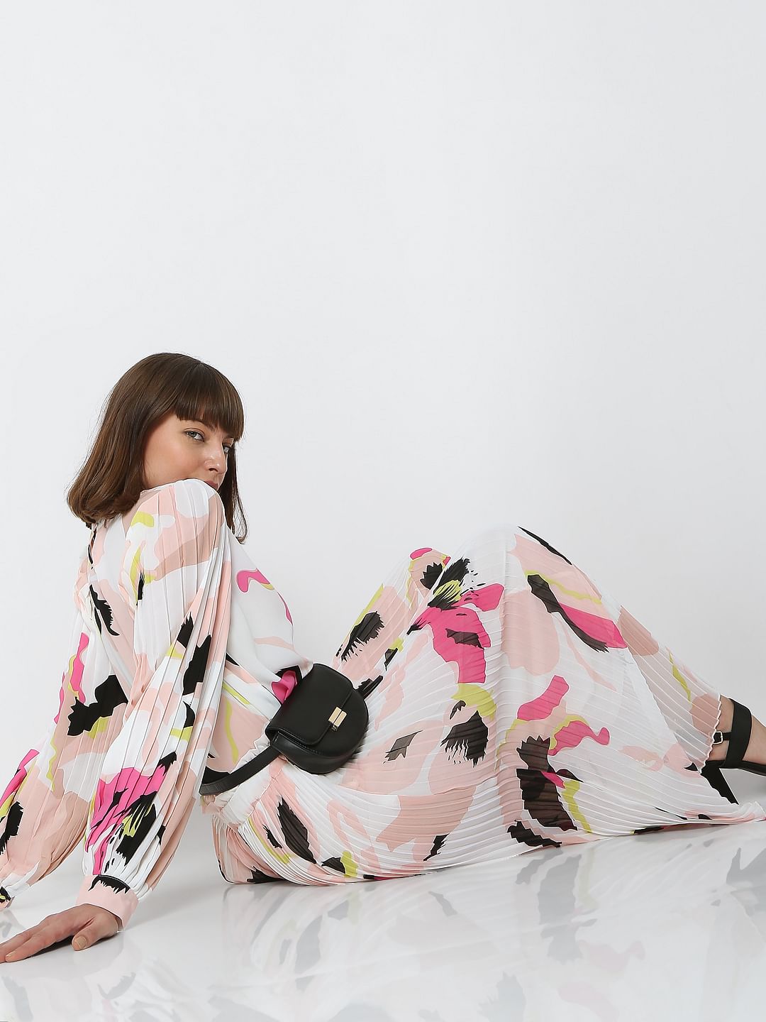 White High Rise Abstract Print Co-Ord Skirt