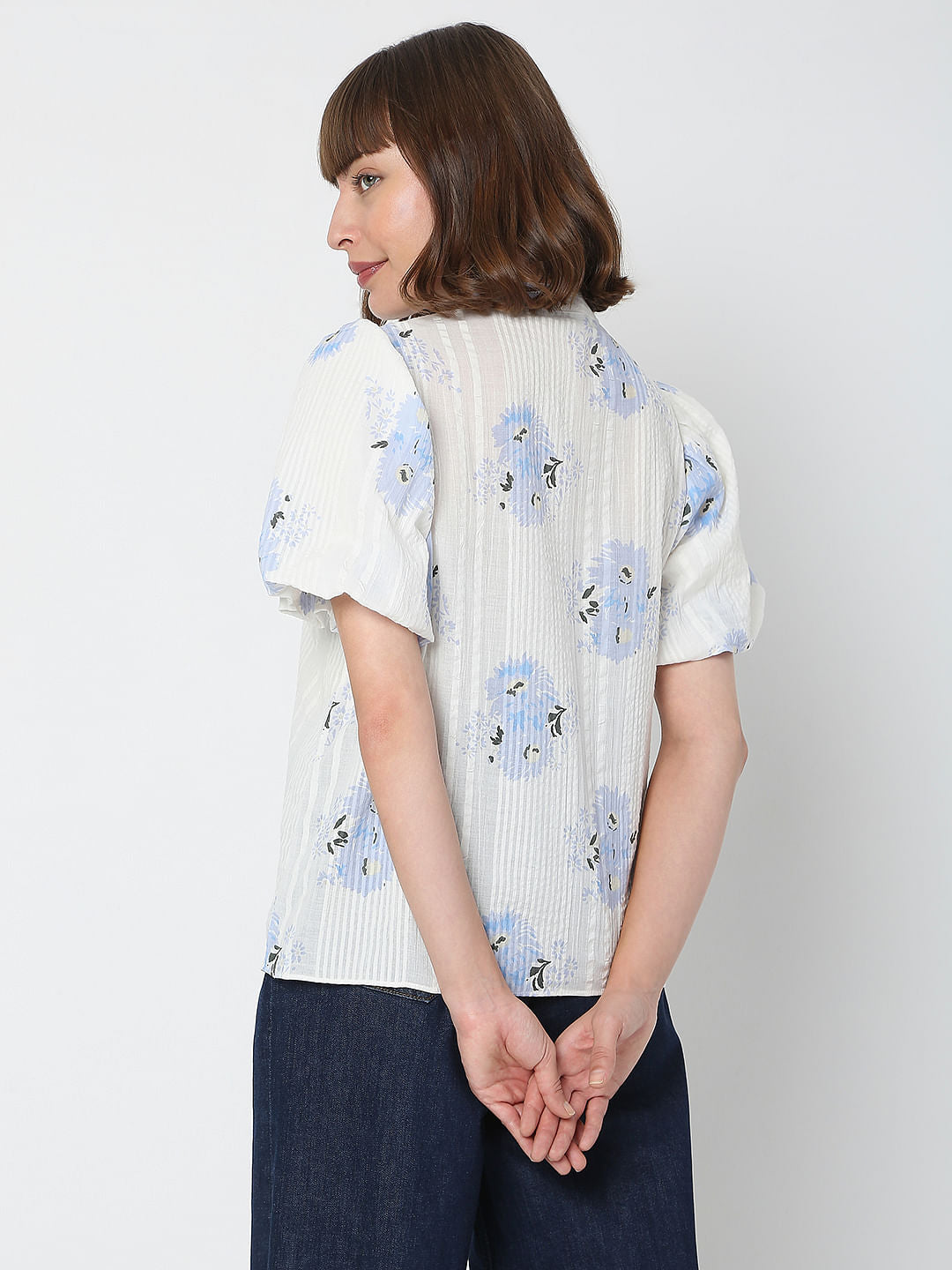 White Floral Print Shirt