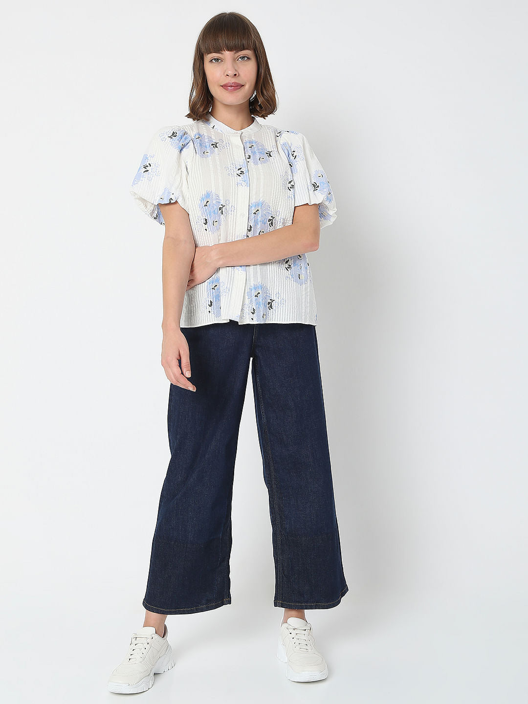White Floral Print Shirt