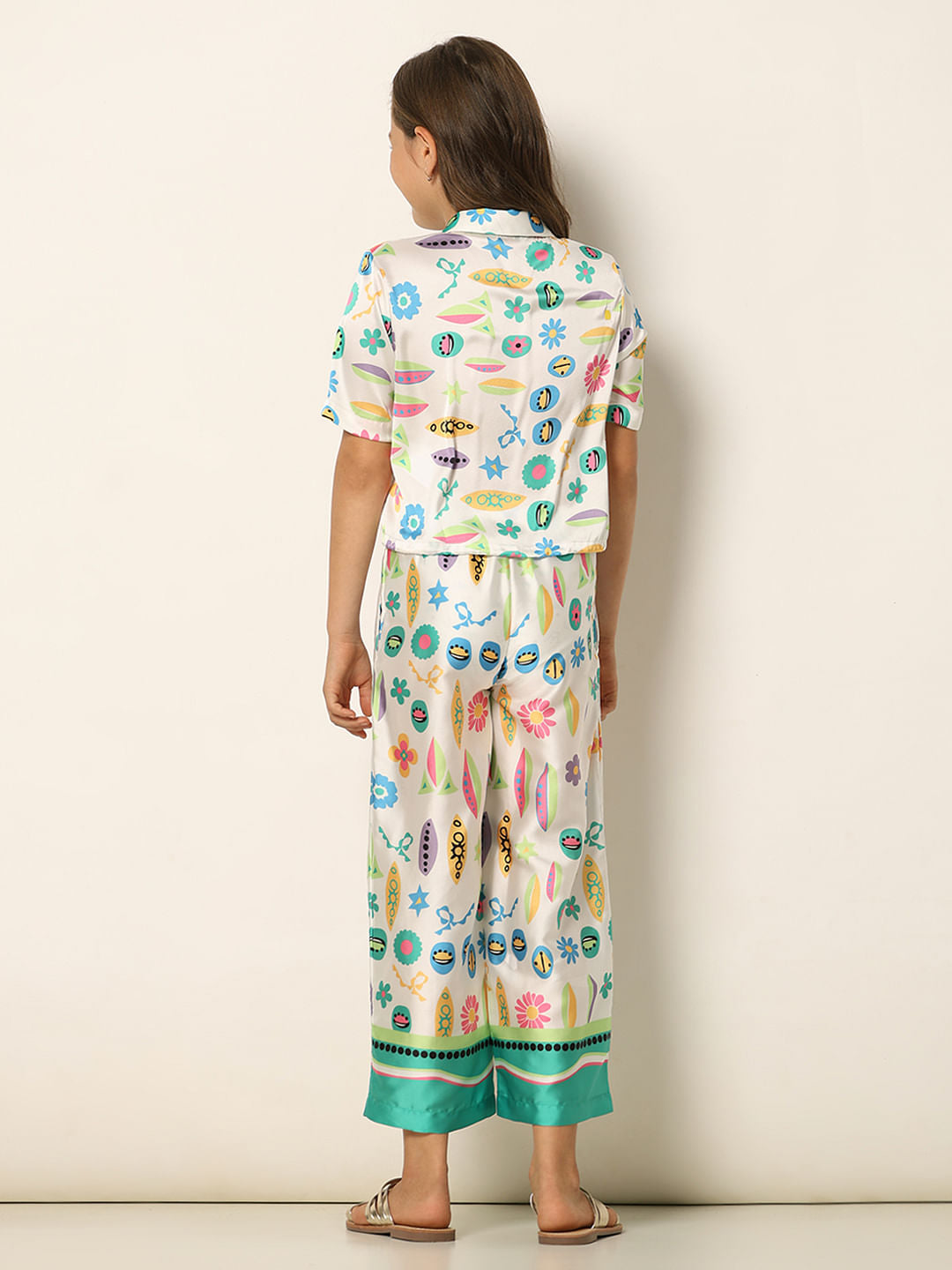 White Printed Co-Ord Set Shirt