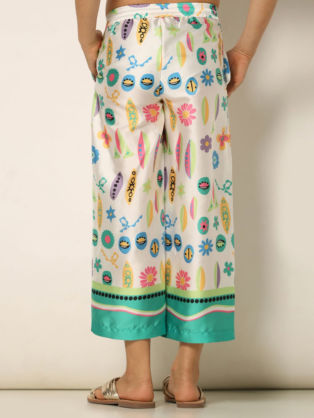 White Printed Co-Ord Set Pants