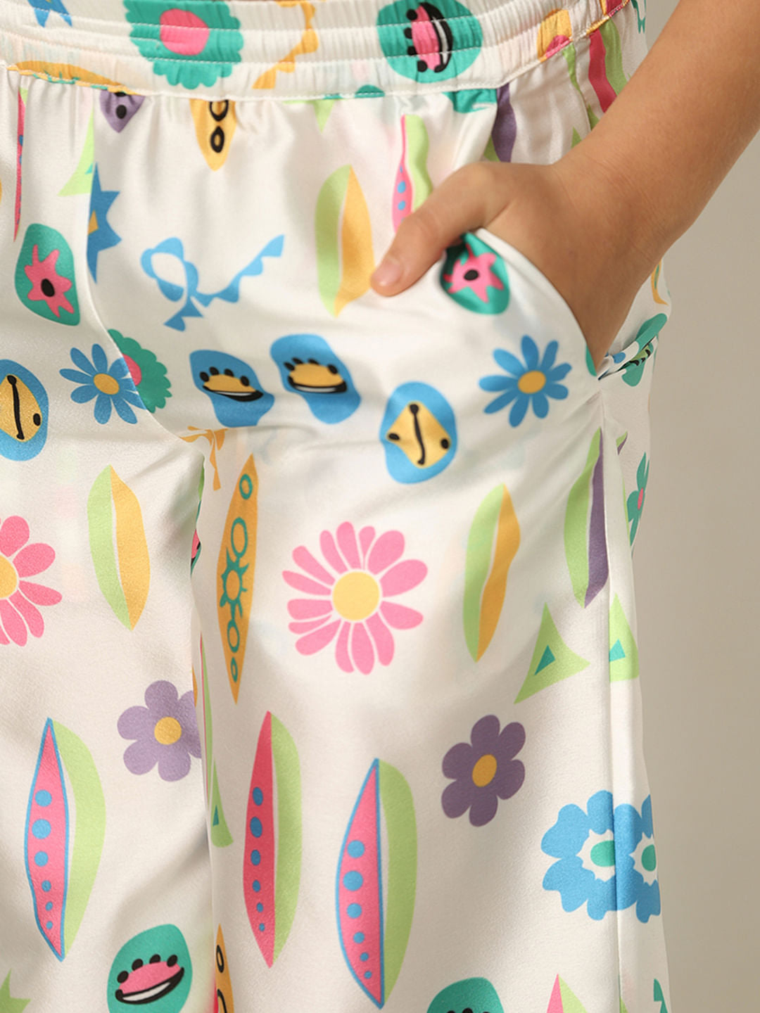 White Printed Co-Ord Set Pants