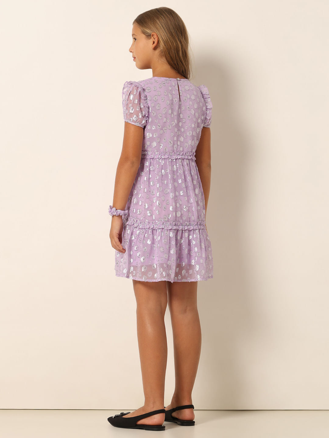 Purple Printed Tiered Dress