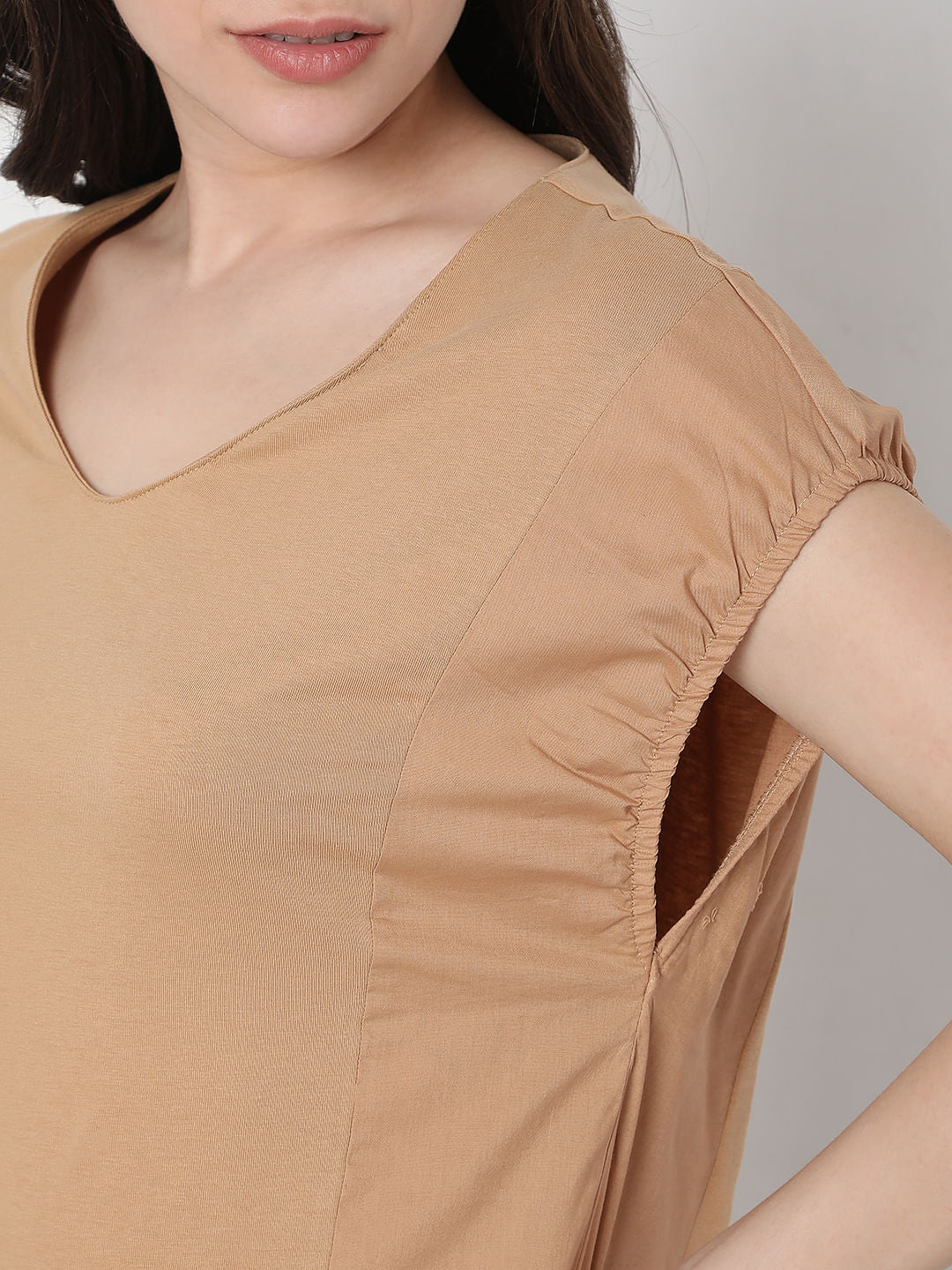 Tan V-Neck Top