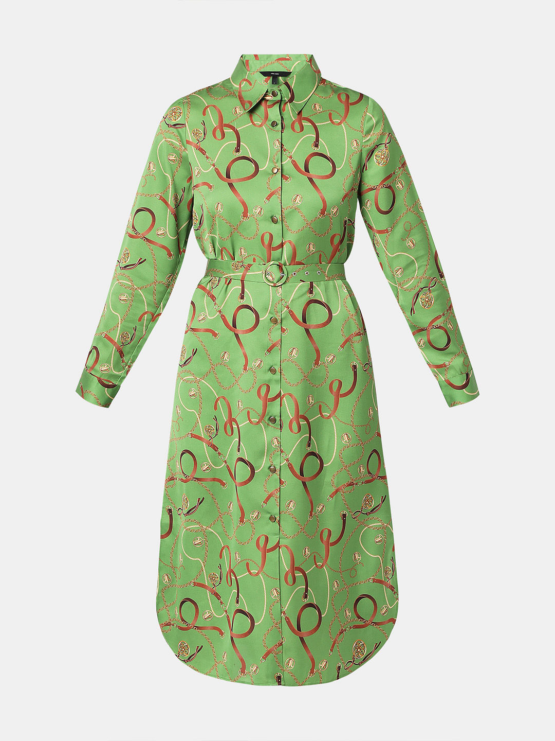 Green Printed Shirt Dress
