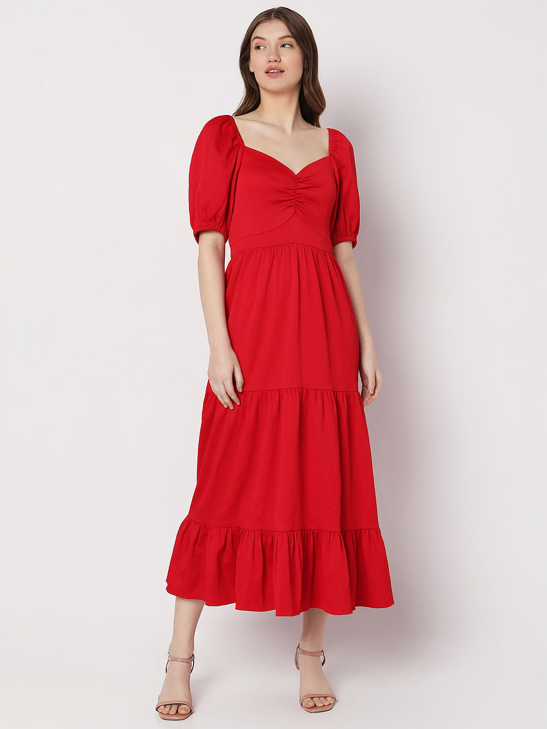 Red Tiered Maxi Dress