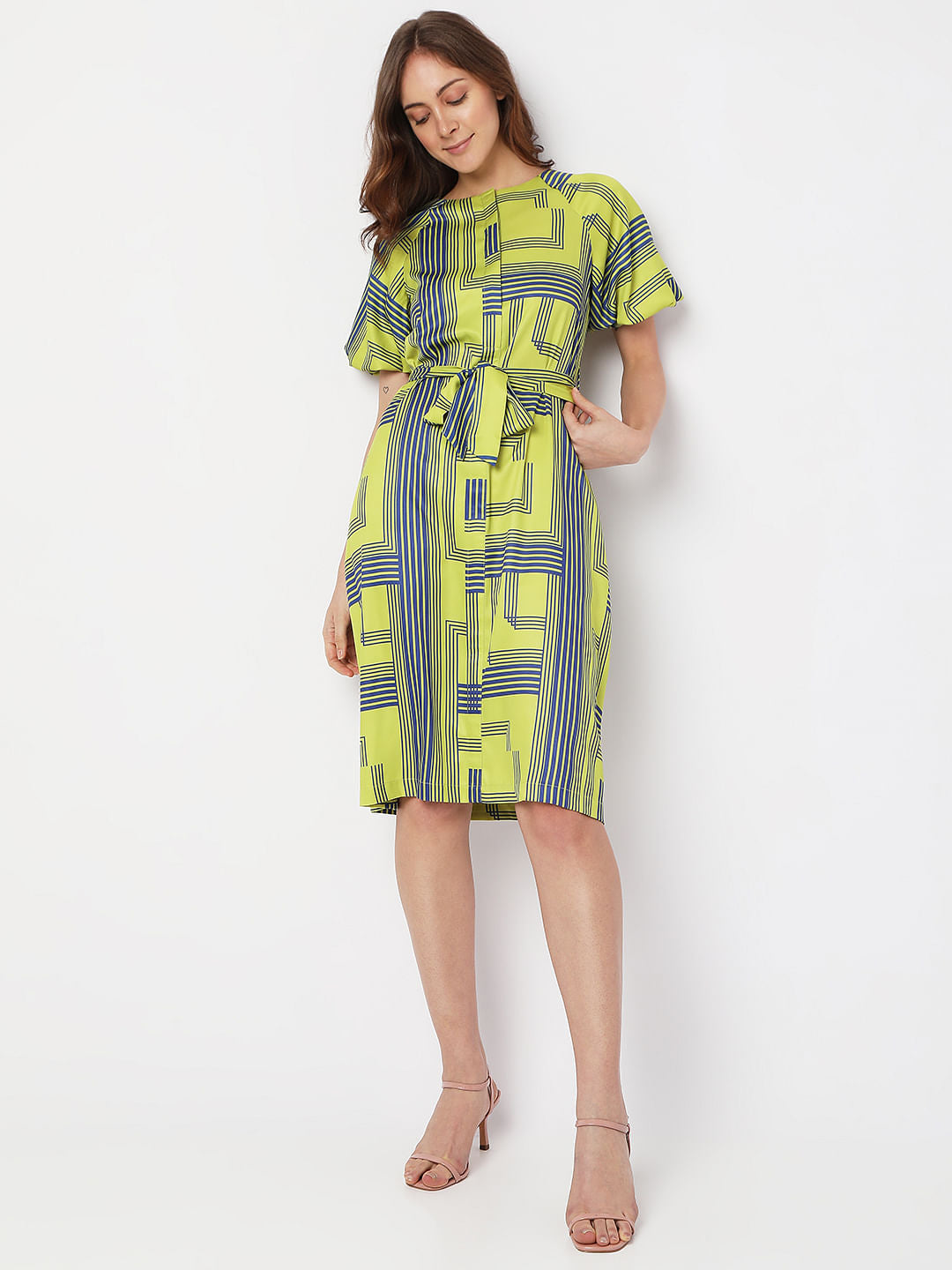 Green Printed Midi Dress