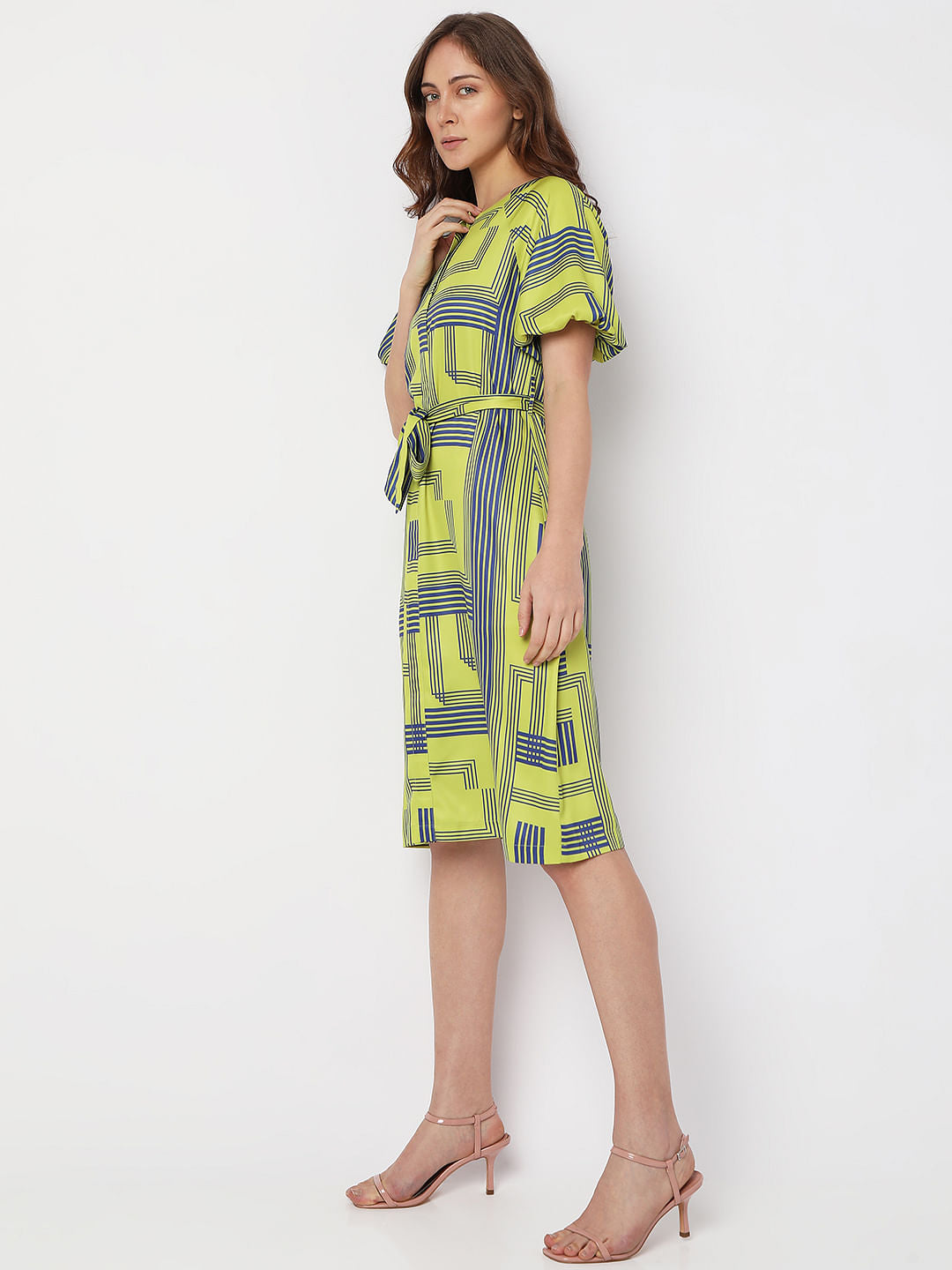 Green Printed Midi Dress