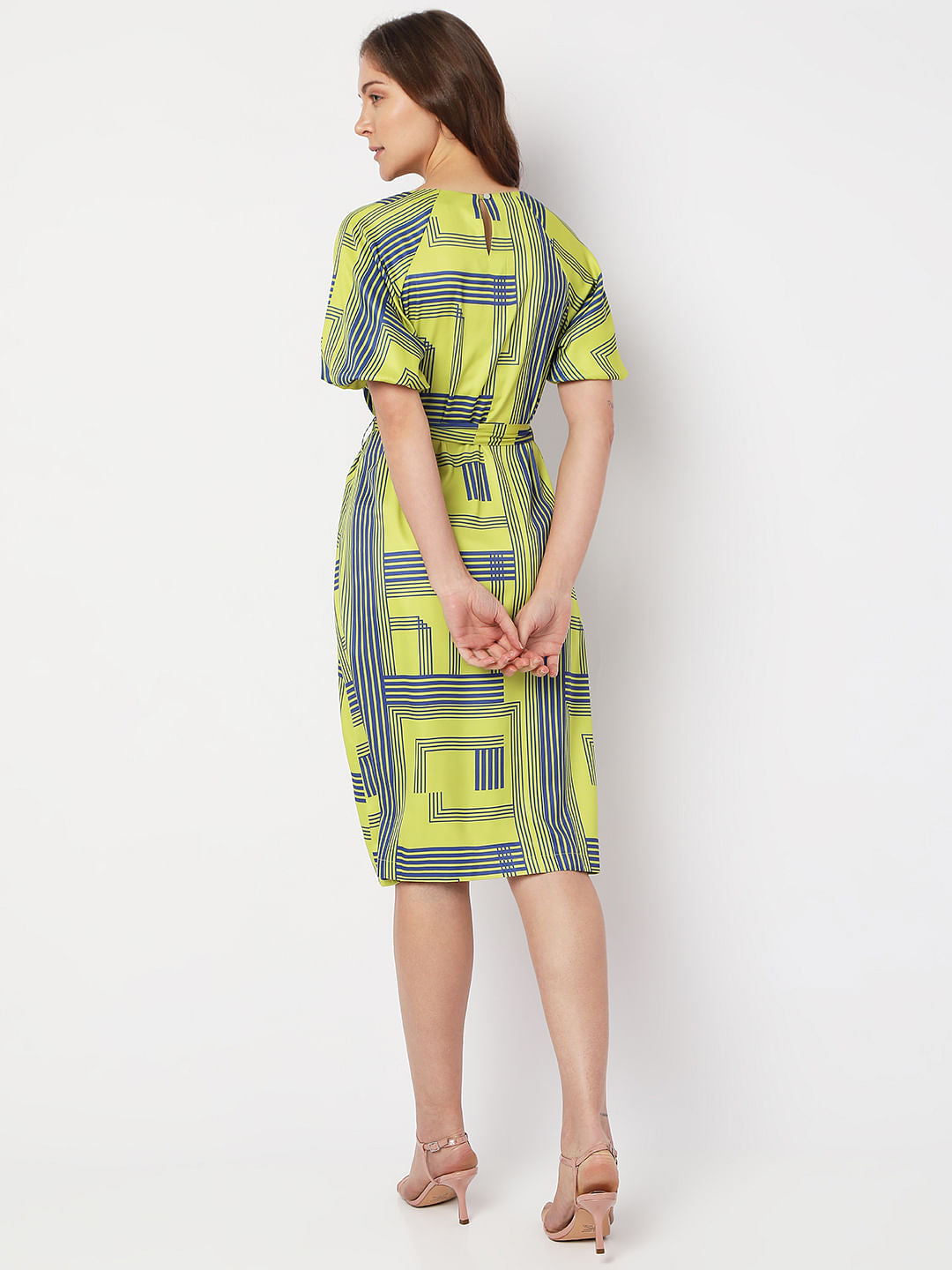 Green Printed Midi Dress