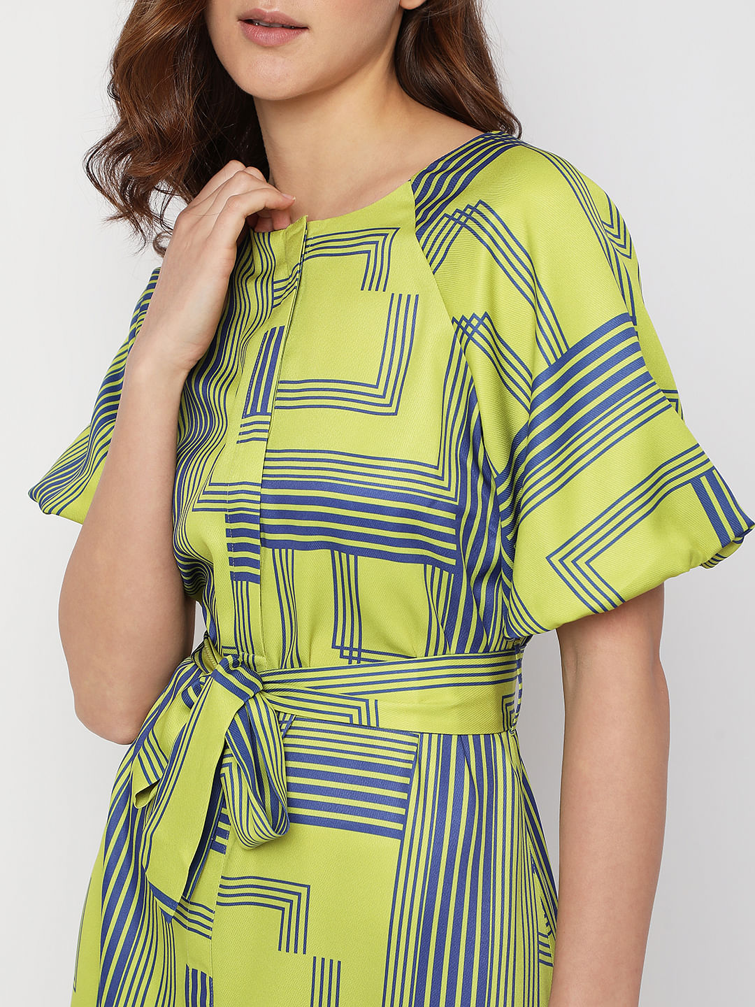 Green Printed Midi Dress