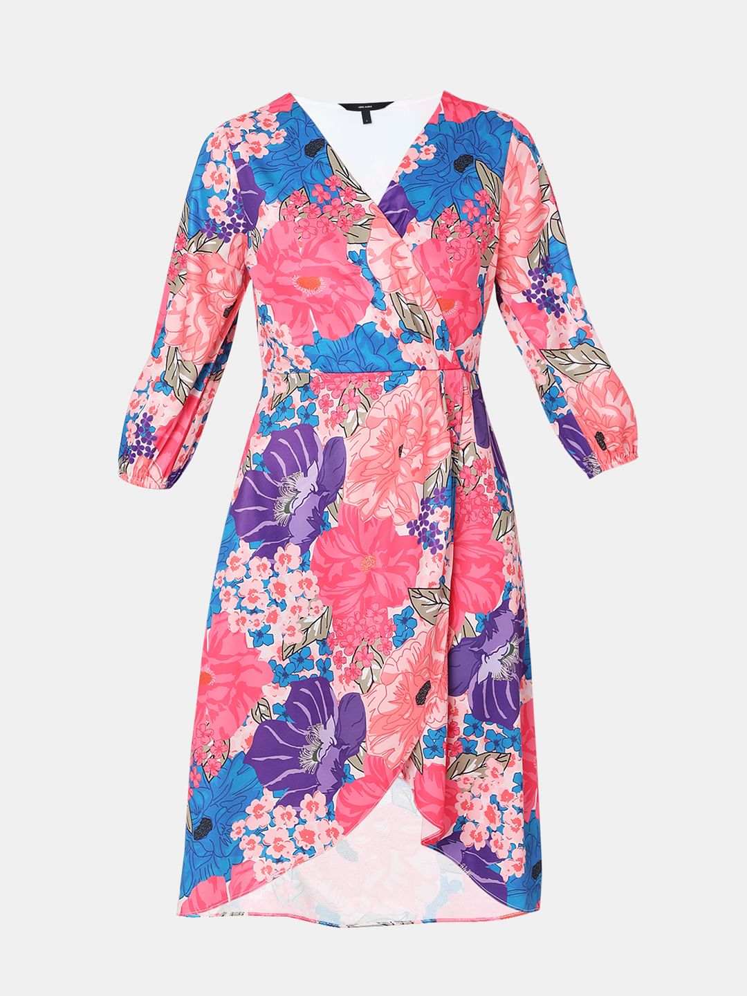 Pink Floral Wrap Dress