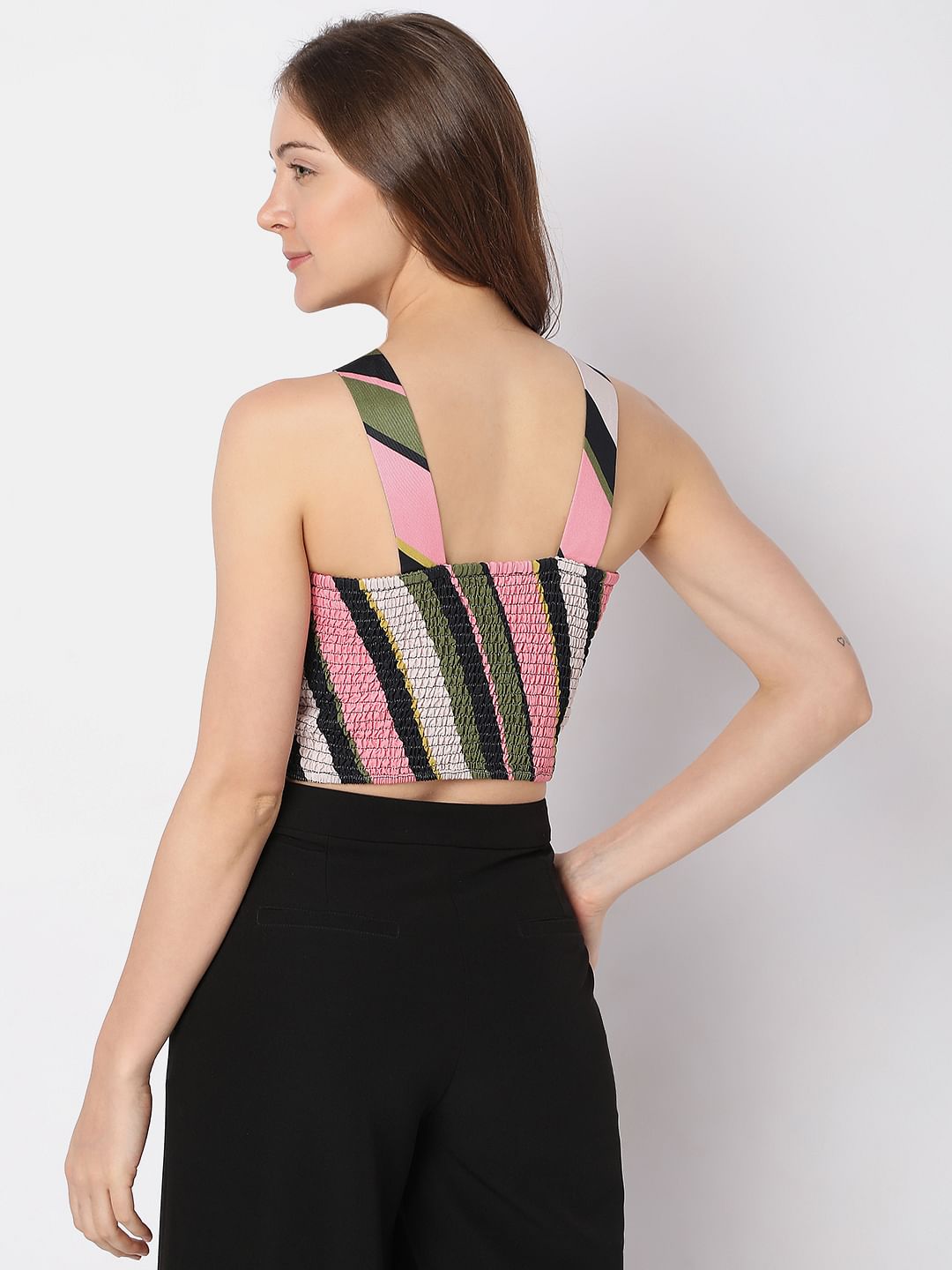 Pink Striped Cropped Top