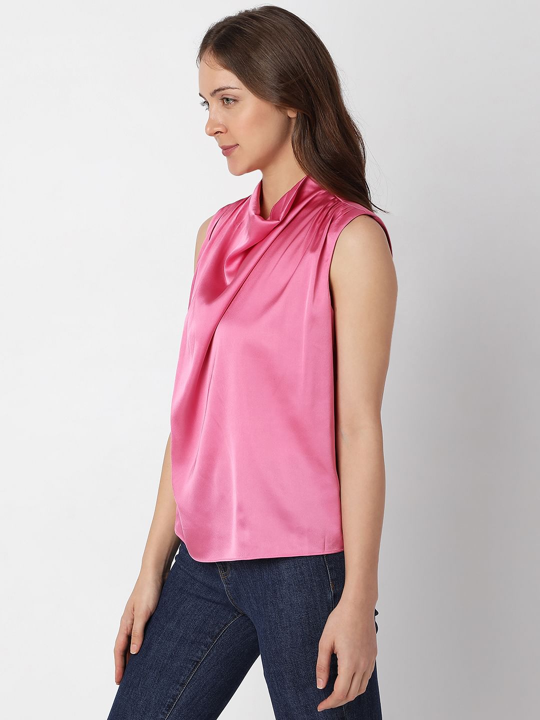 Pink Cowl Neck Top