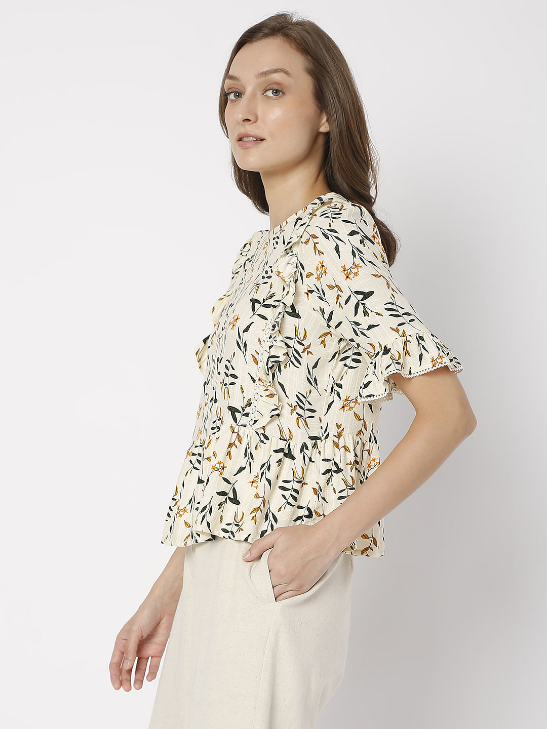 Beige Floral Top