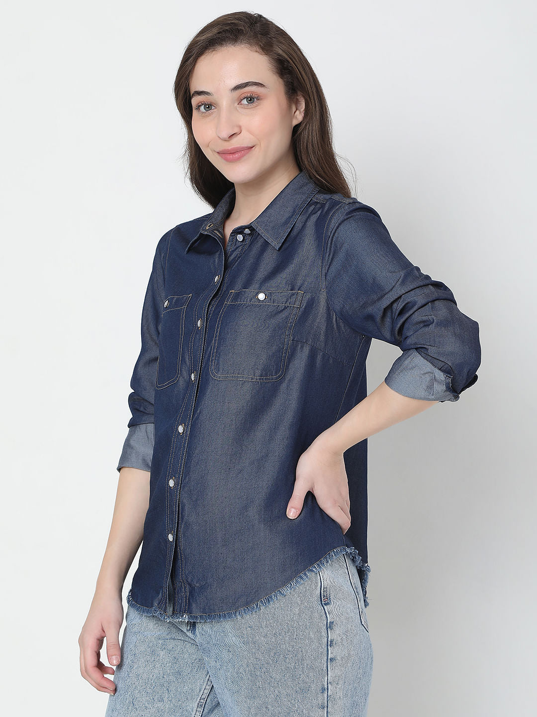 Dark Blue Denim Shirt