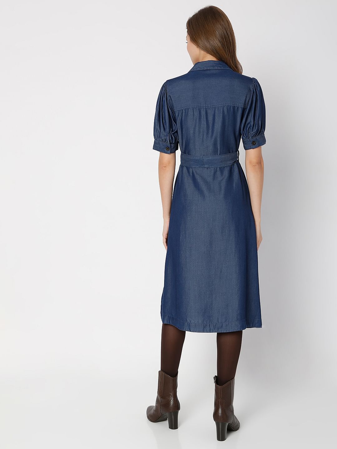 Blue Denim Midi Dress