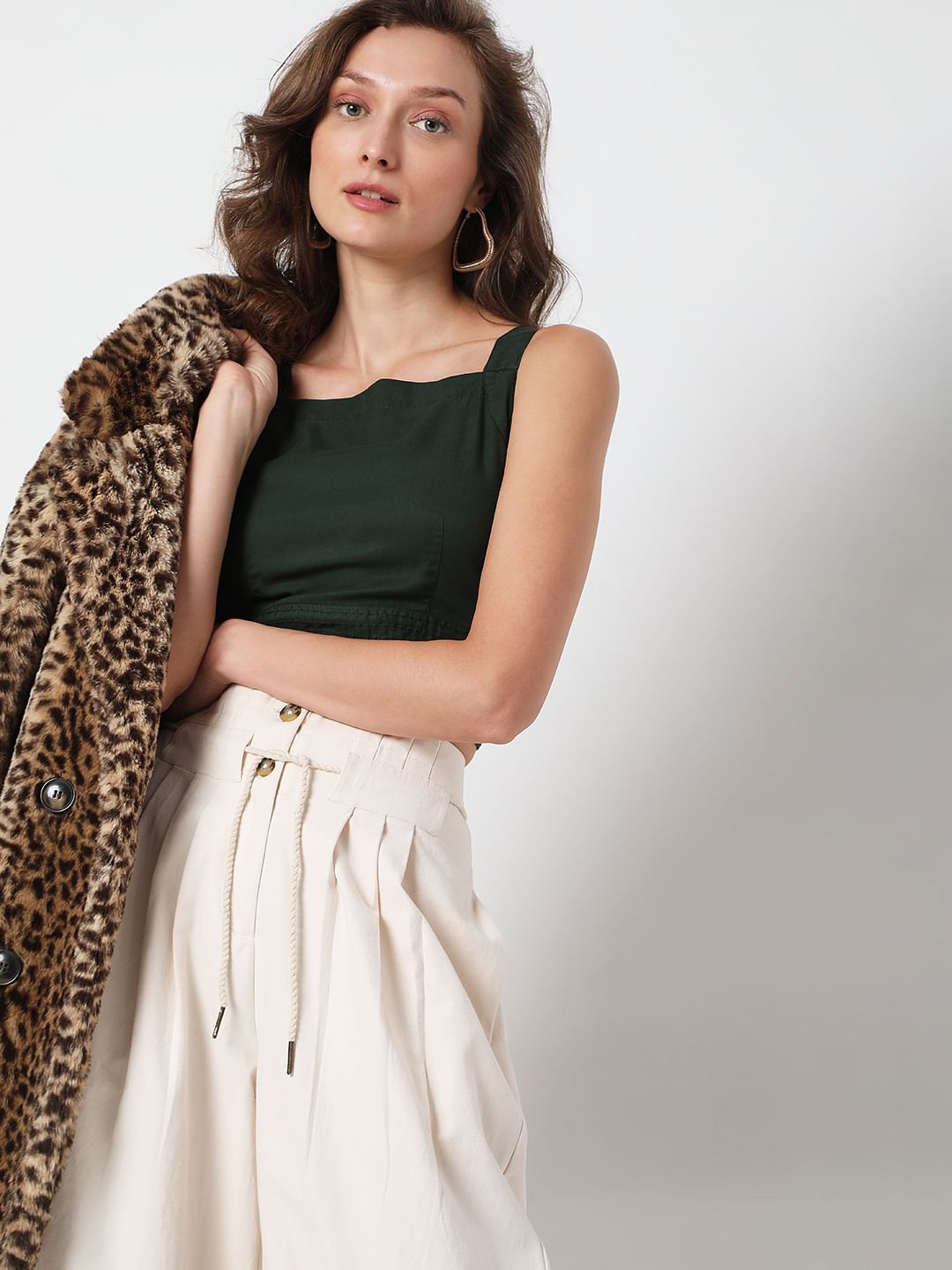 Green Strappy Crop Top