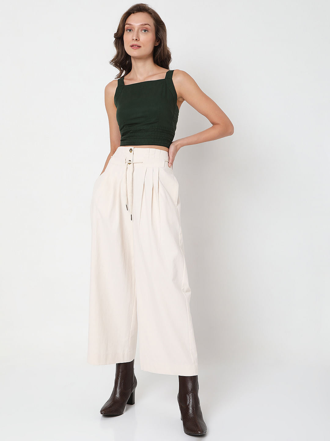 Green Strappy Crop Top