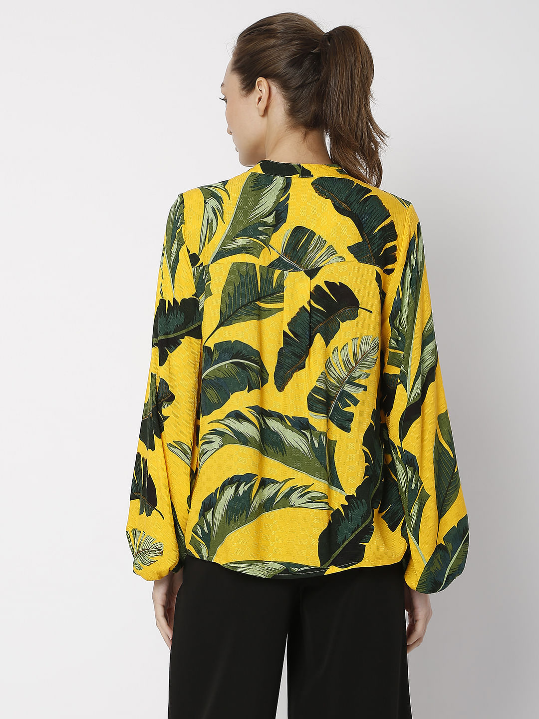 Yellow Tropical Print Top