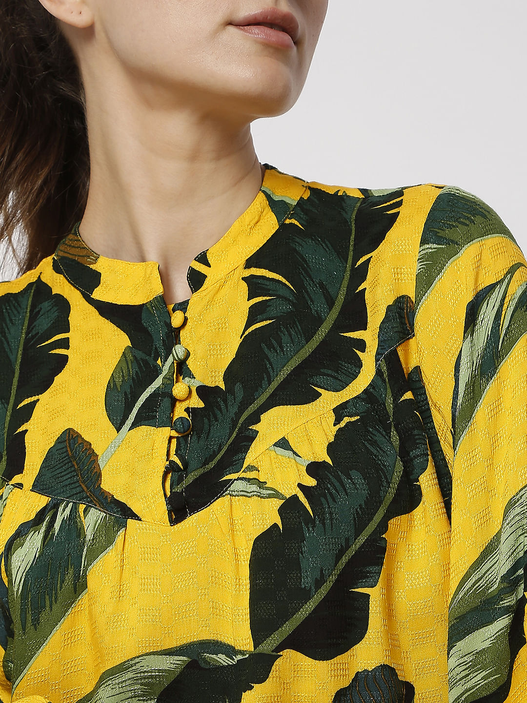 Yellow Tropical Print Top
