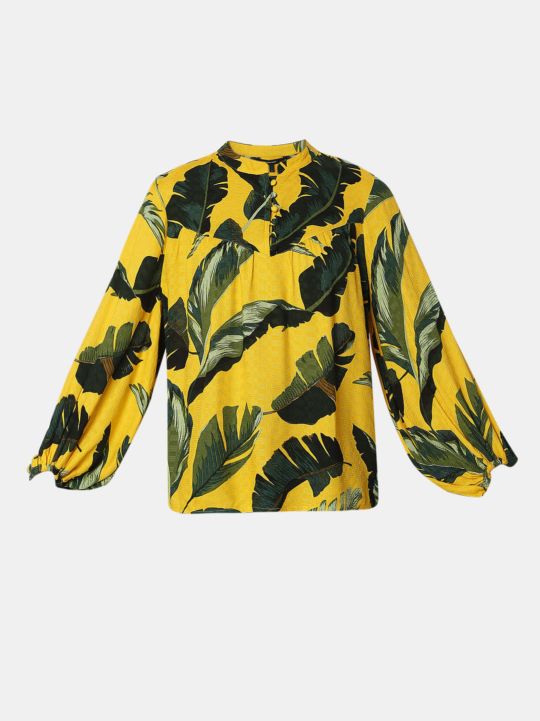 Yellow Tropical Print Top