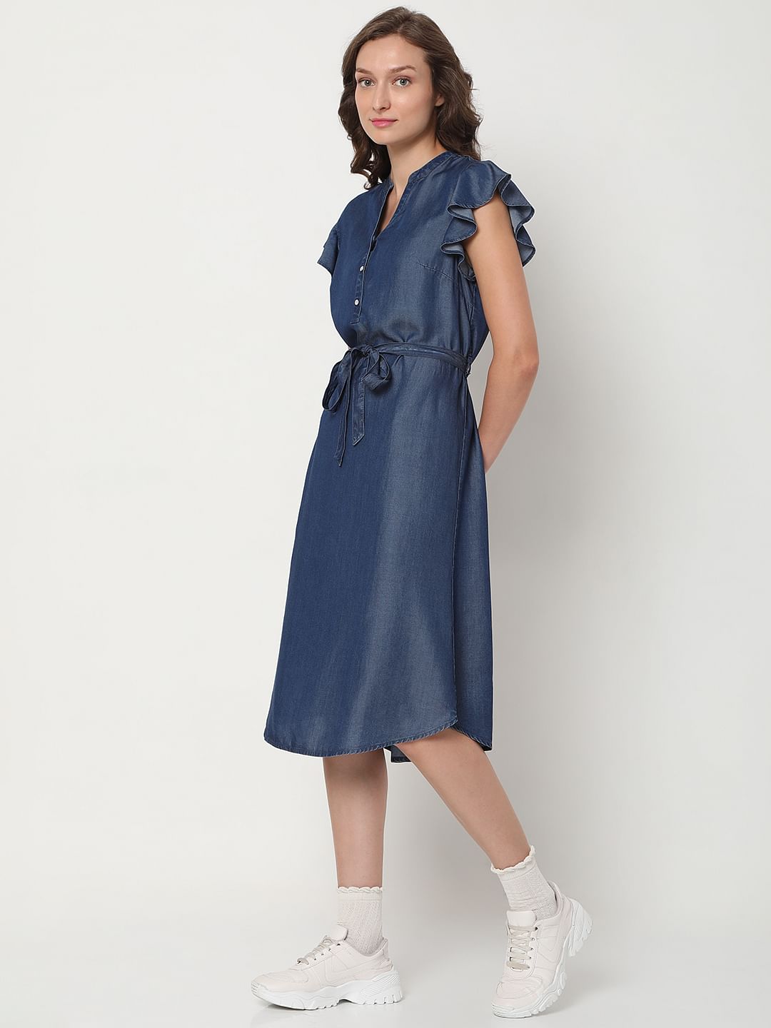Blue Denim Midi Dress