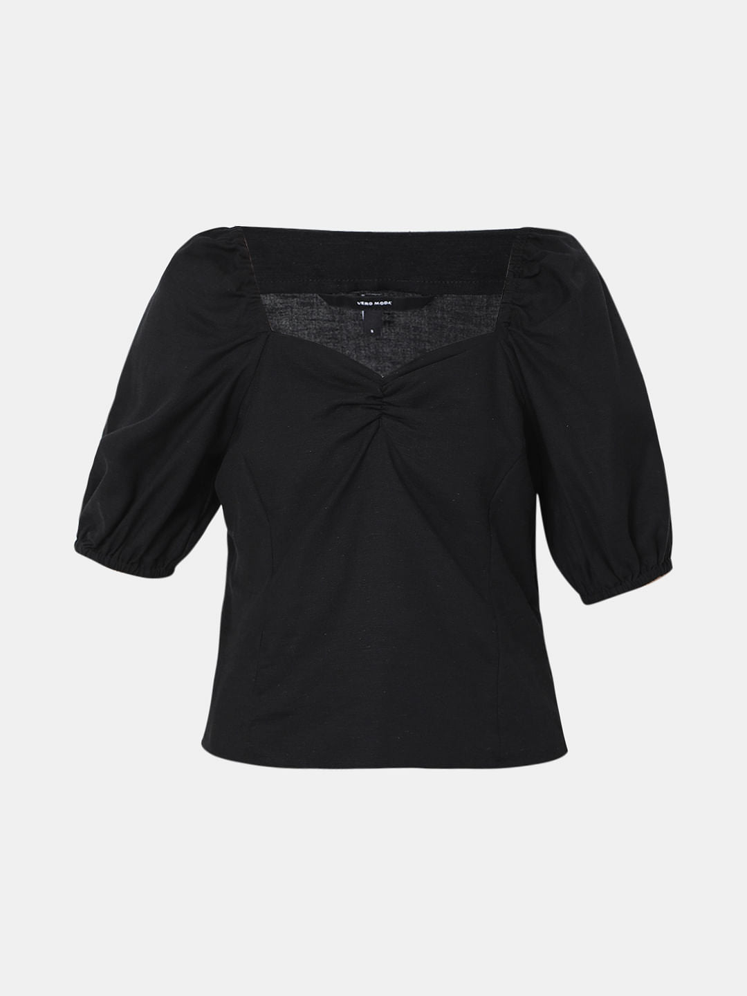 Black Puff Sleeves Top