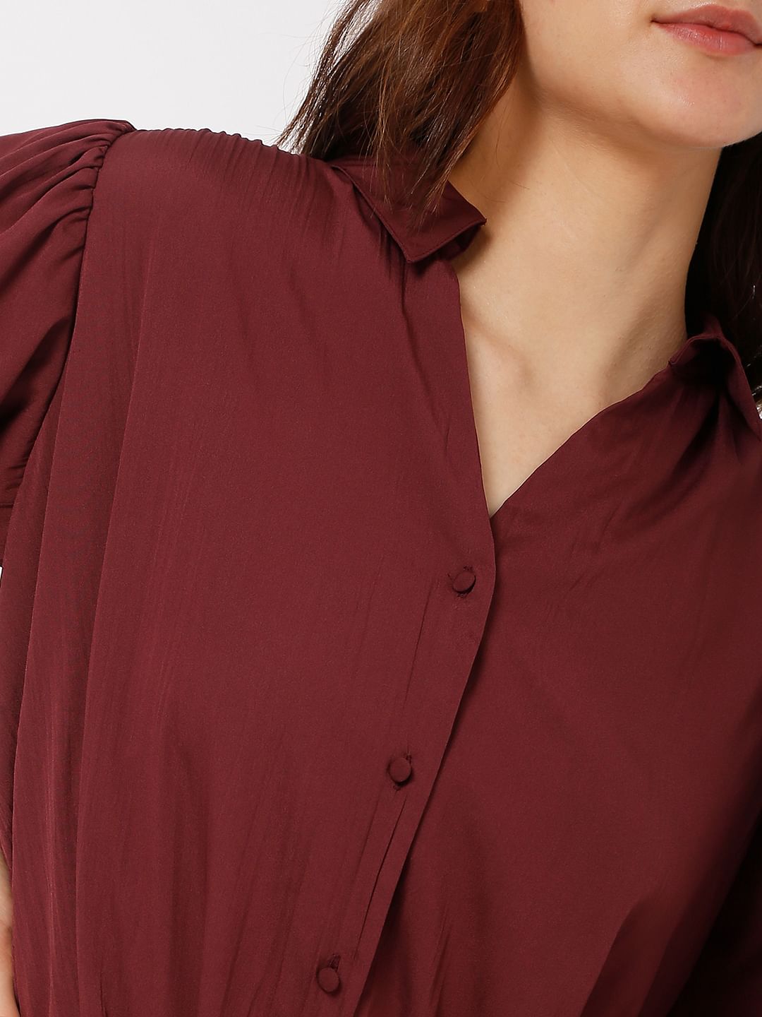 Dark Red Shirt Dress