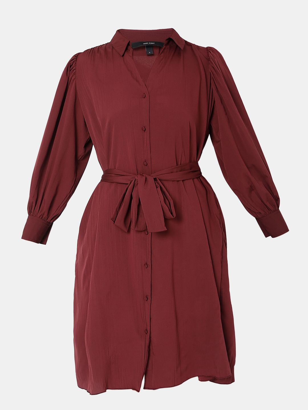 Dark Red Shirt Dress
