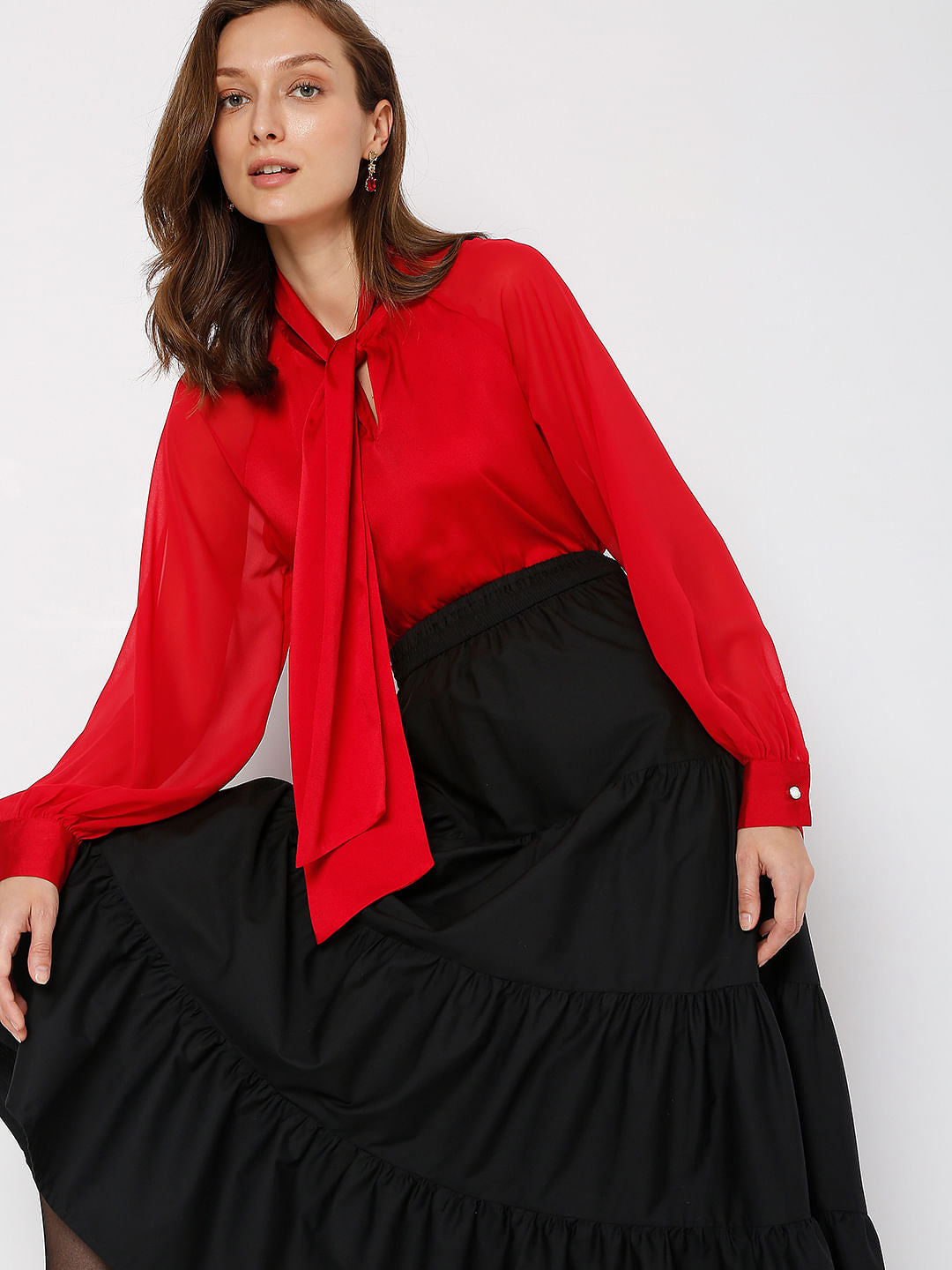 Red Front Tie-Up Top