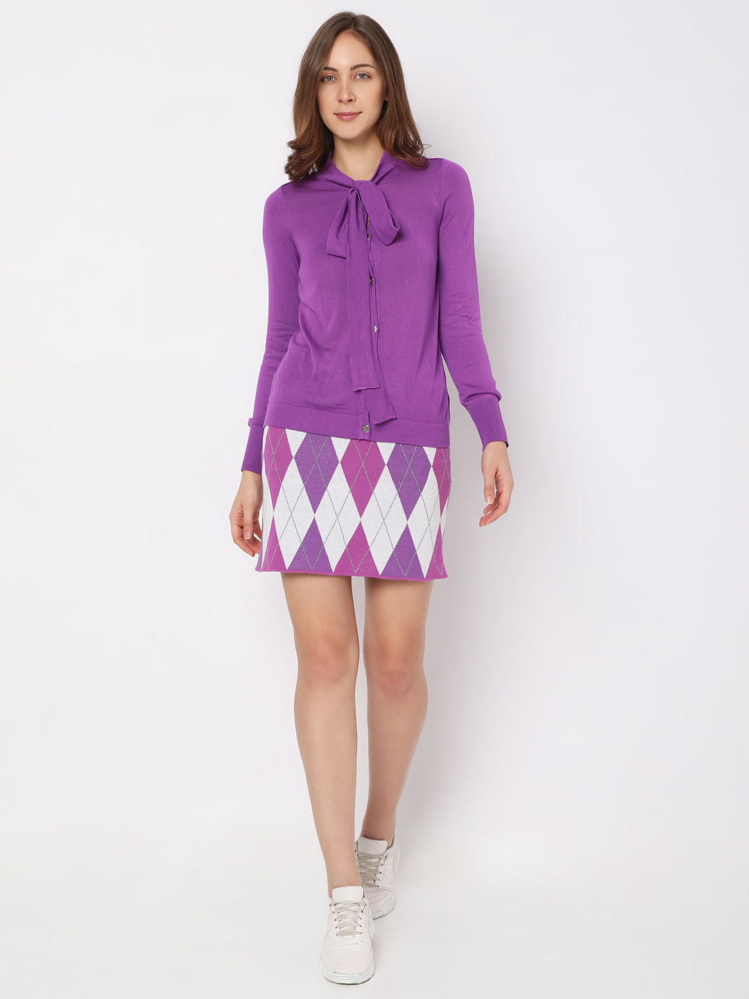 Purple Tie-Up Knit Top