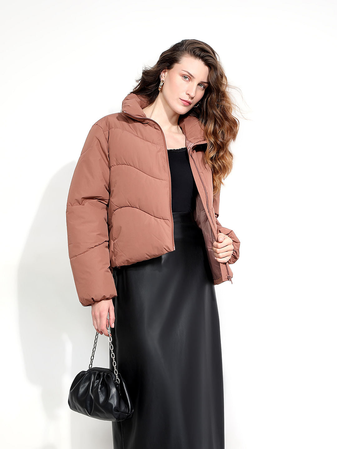 Brown Short Puffer Jacket