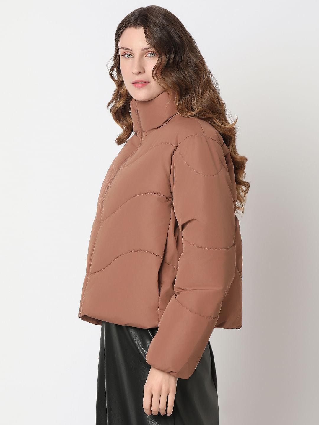 Brown Short Puffer Jacket
