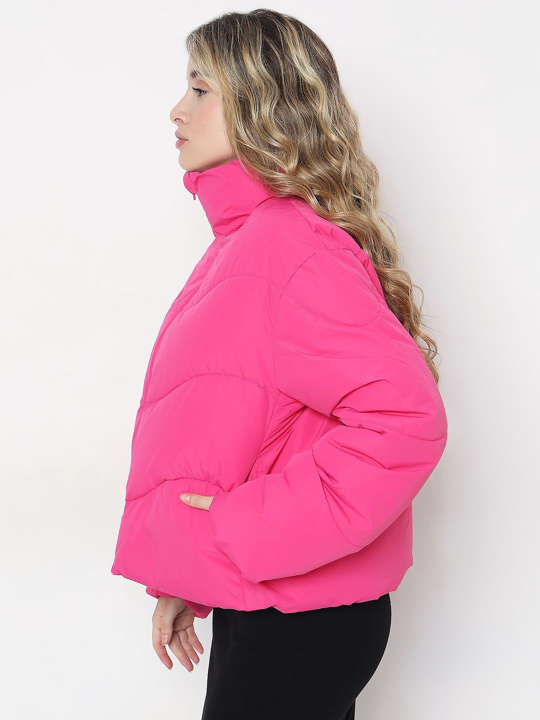 Magenta Pink Puffer Jacket