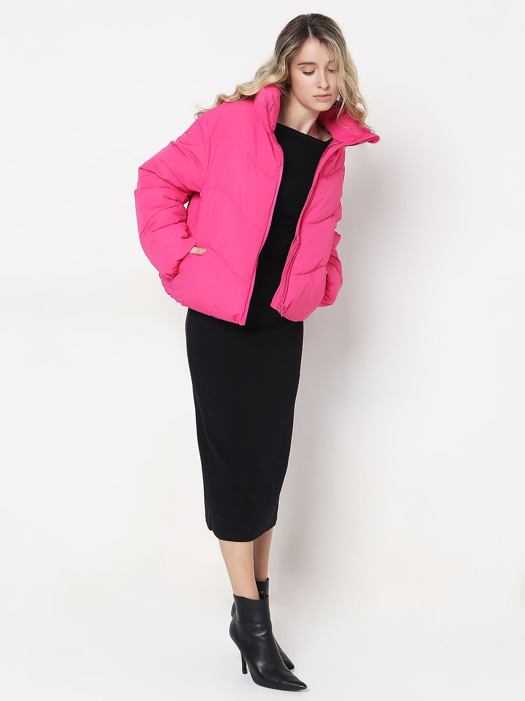 Magenta Pink Puffer Jacket