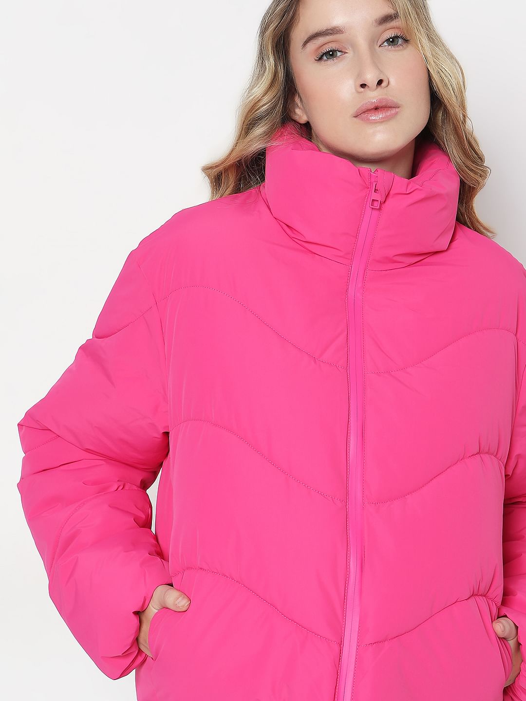Magenta Pink Puffer Jacket