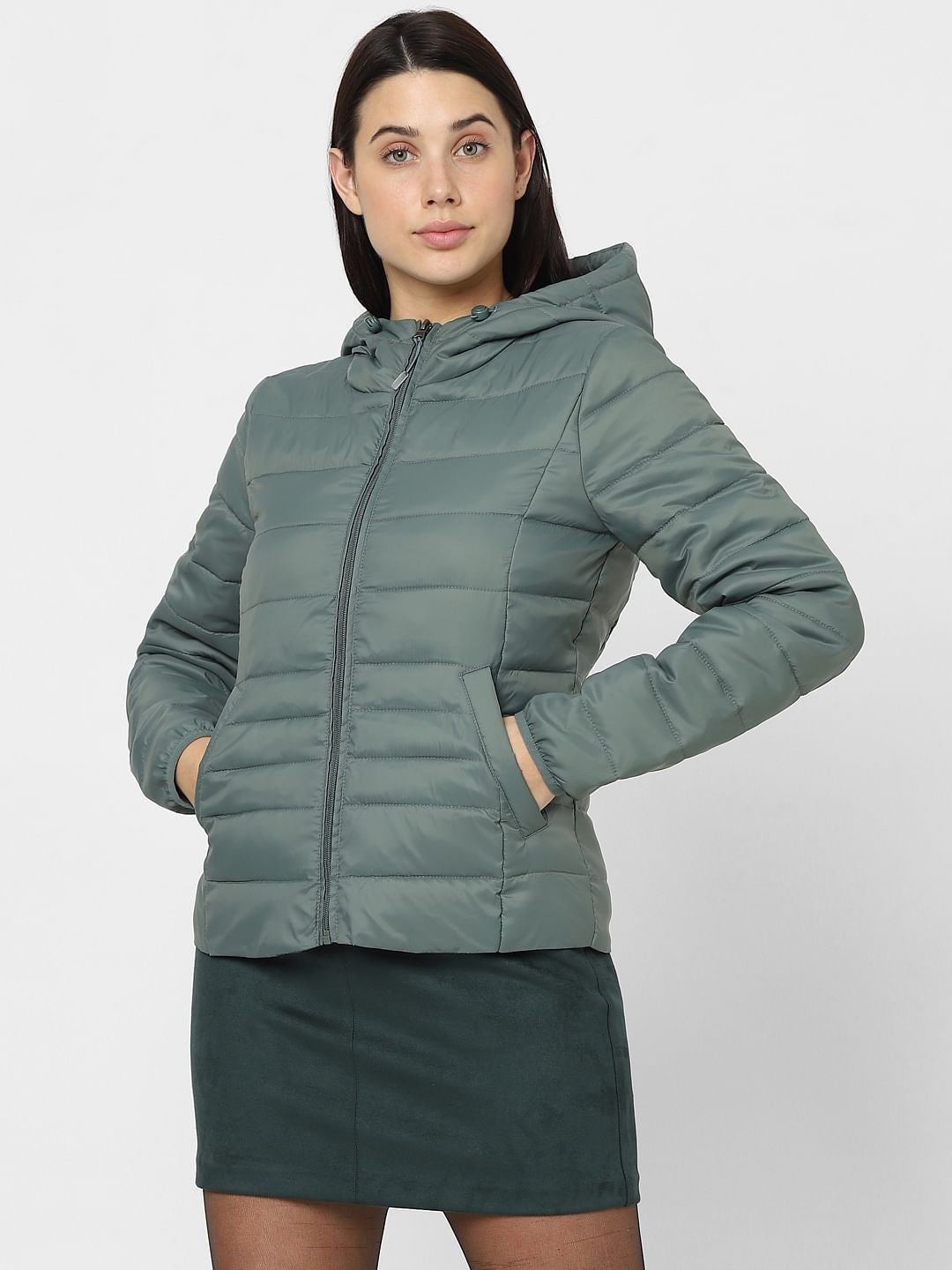 Teal Hooded Puffer Jacket