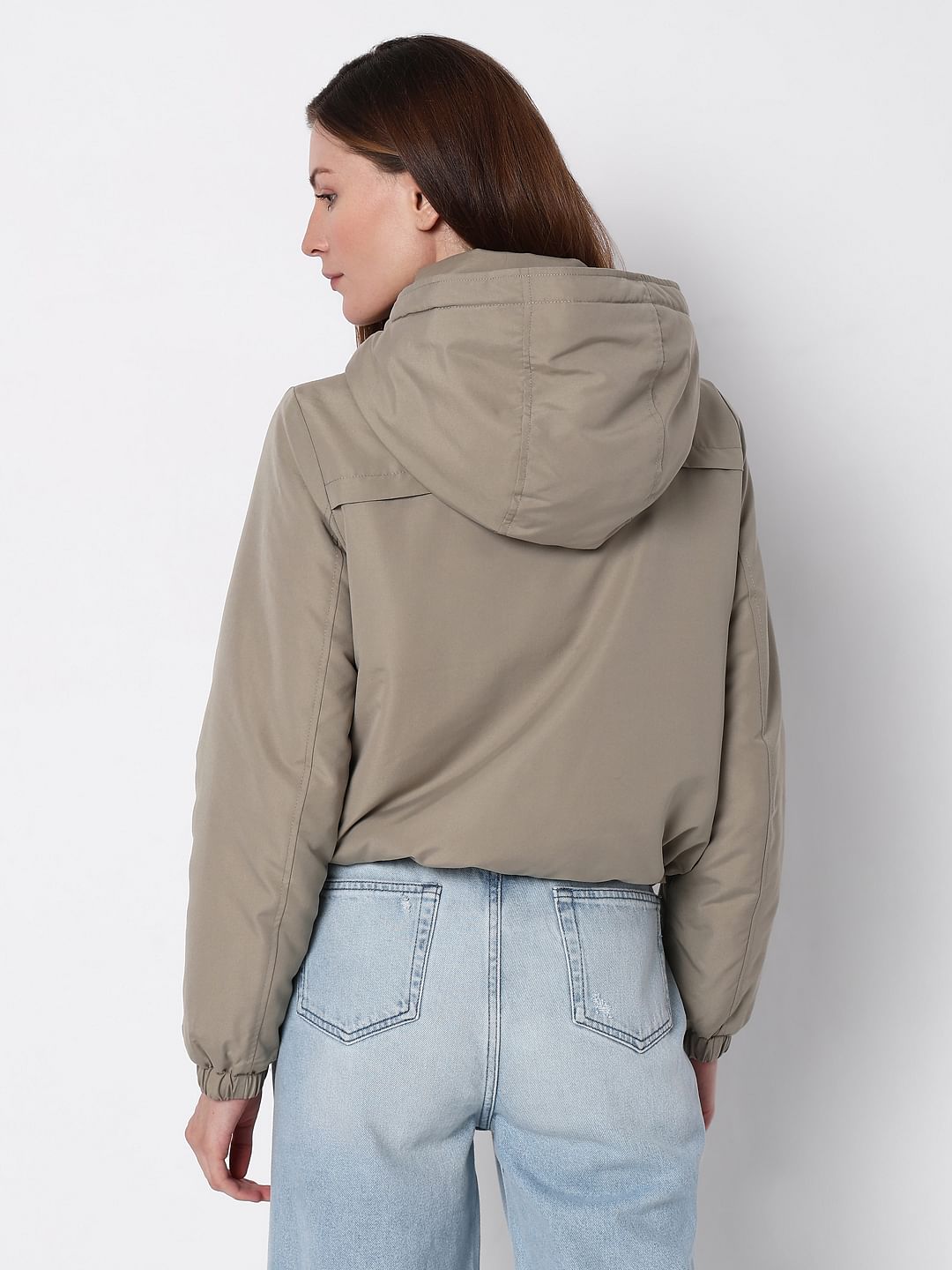 Green Padded Short Parka Jacket