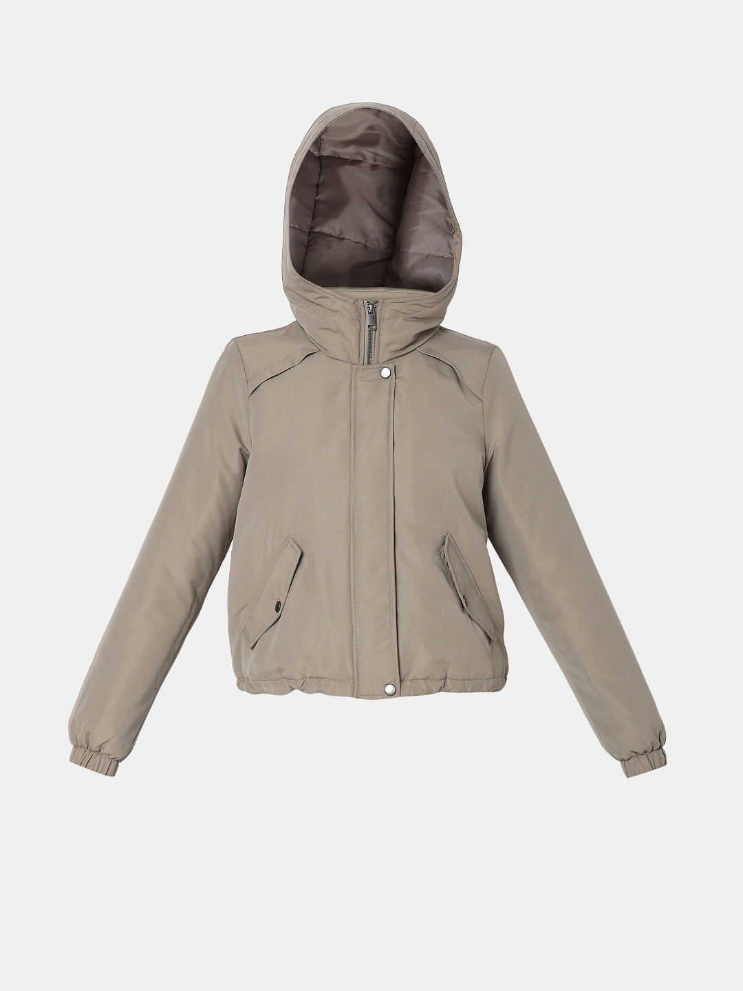 Green Padded Short Parka Jacket