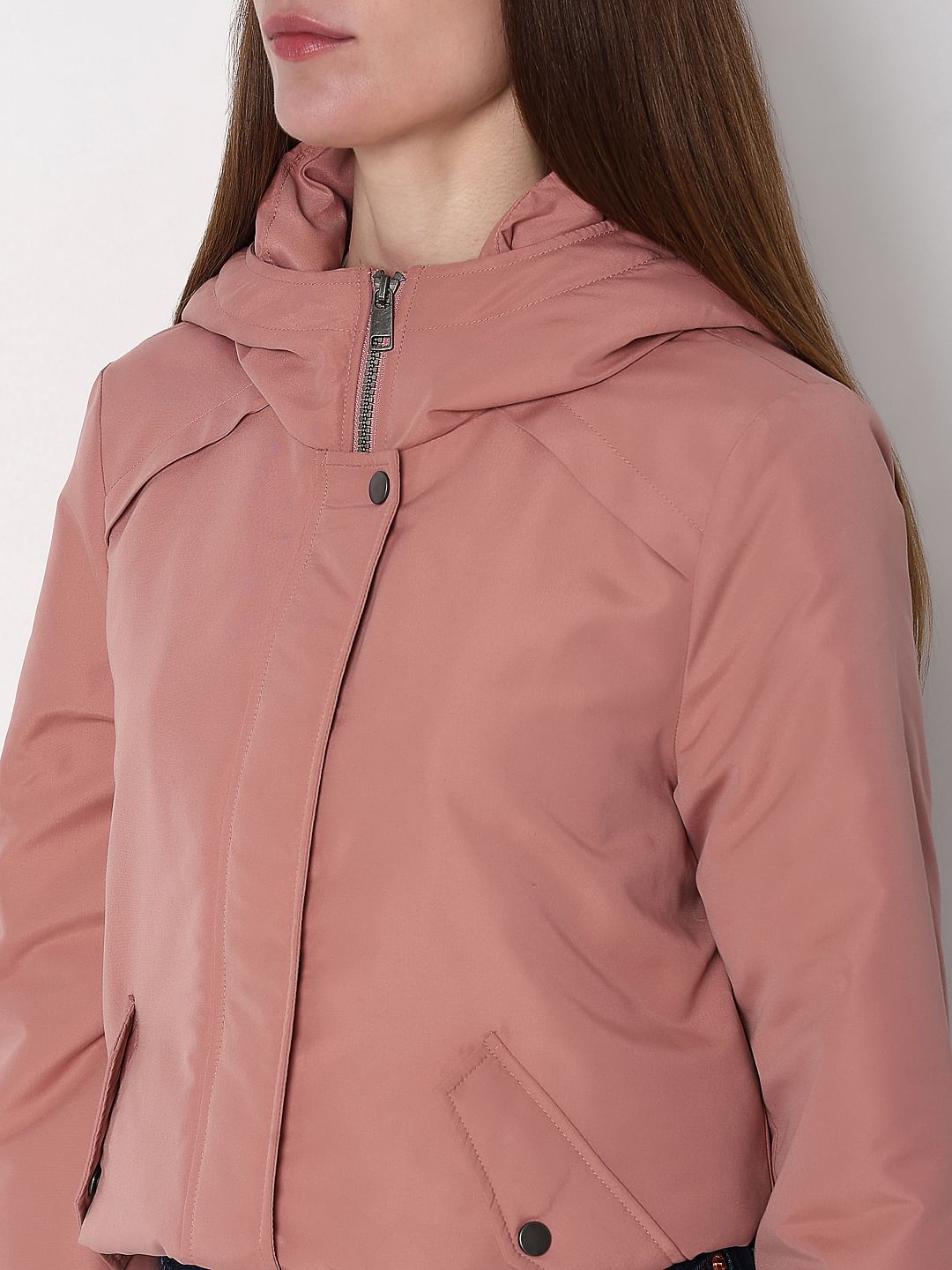 Dusty Pink Padded Short Parka Jacket